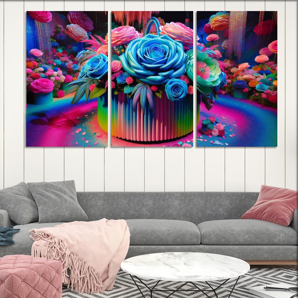 Whimsical Wonderland A Fantasy Floral Journey Modern Paintings Frame