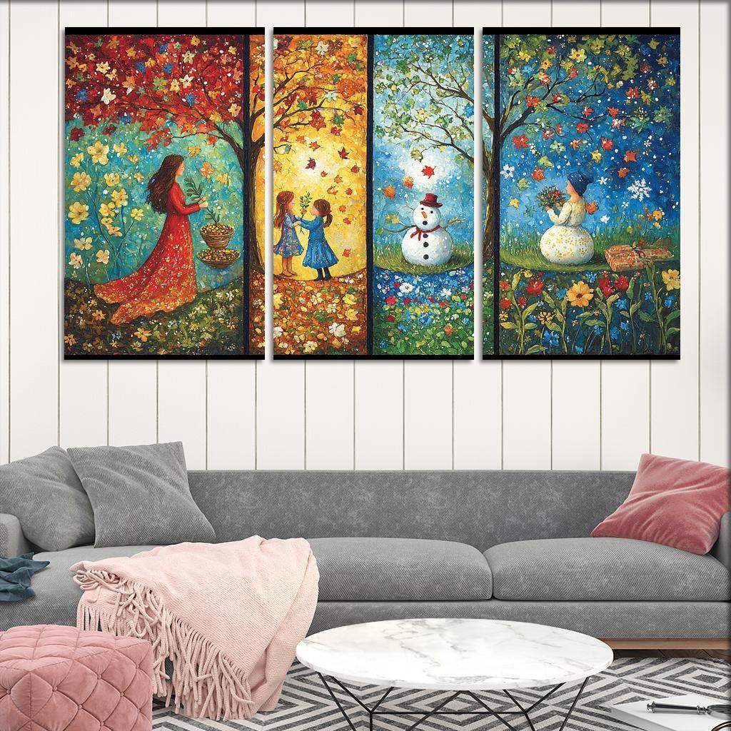 Seasons Of Growth Nurtured By A Mothers Care Custom Paintings Frame