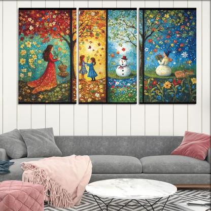 Seasons Of Growth Nurtured By A Mothers Care Custom Paintings Frame