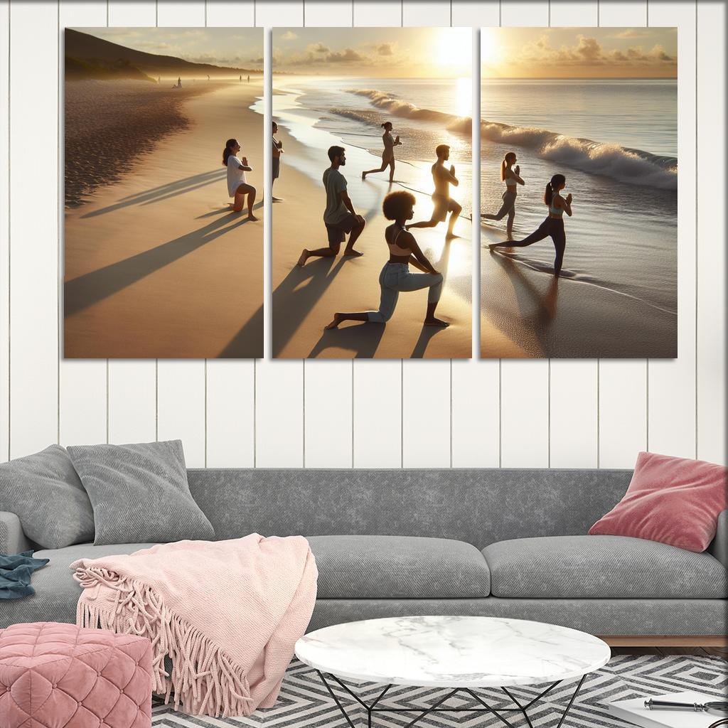 Tranquil Waters Yoga Beach Retreat Multi-panel Paintings