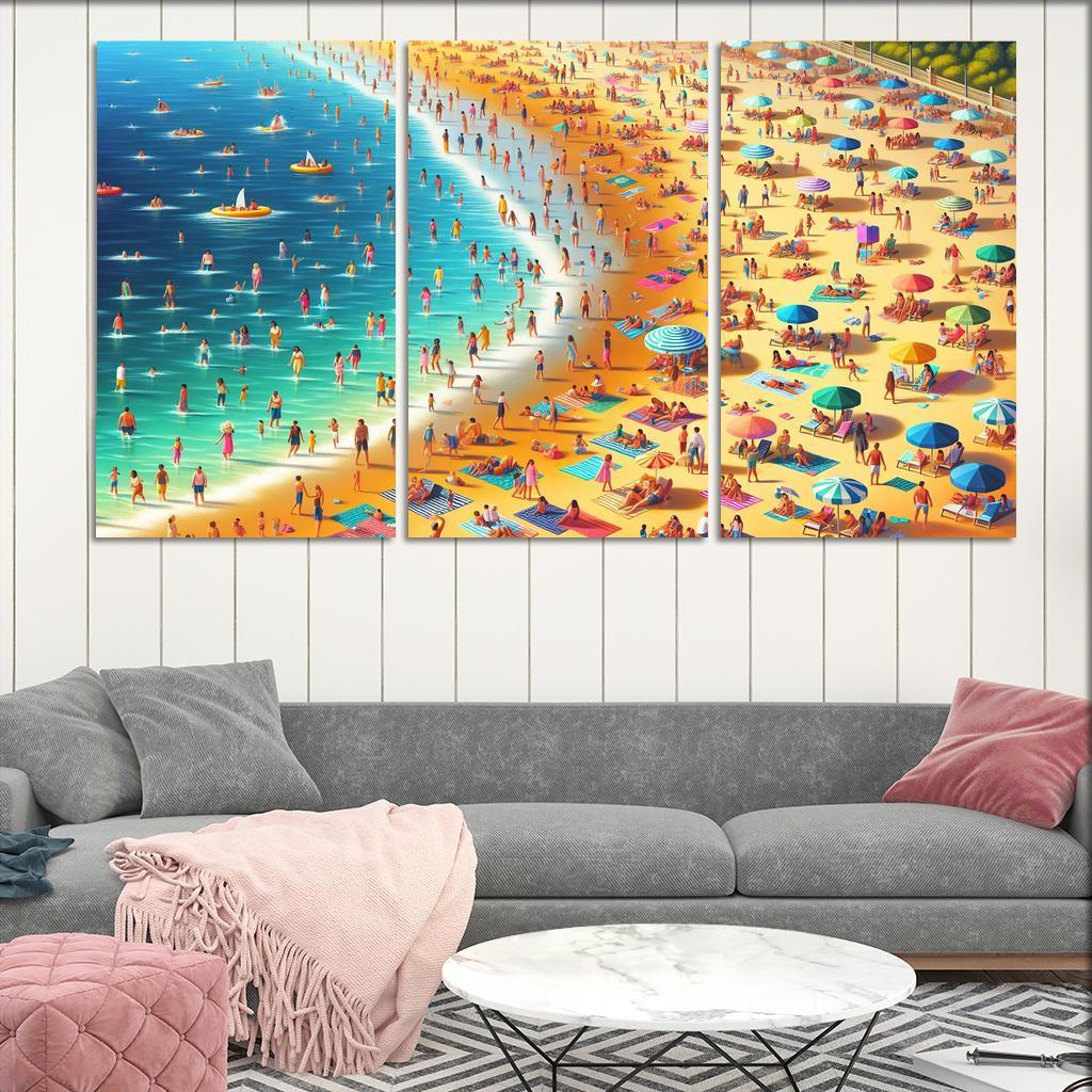 Sunny Shores Golden Beach Haven Abstract Paintings Frame