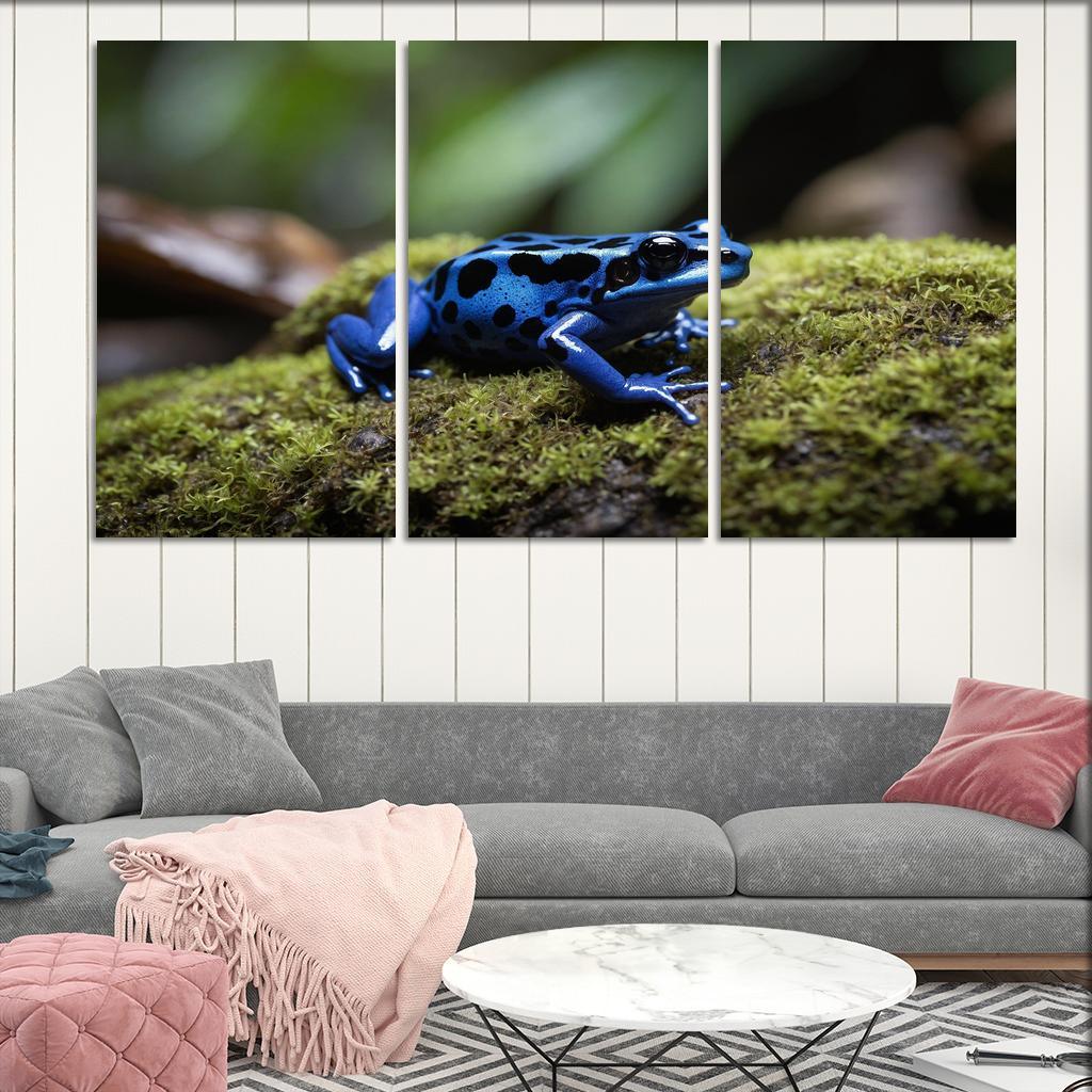 The Rare Blue Poison Dart Frog In A Tropical Rainforest Framed Paintings