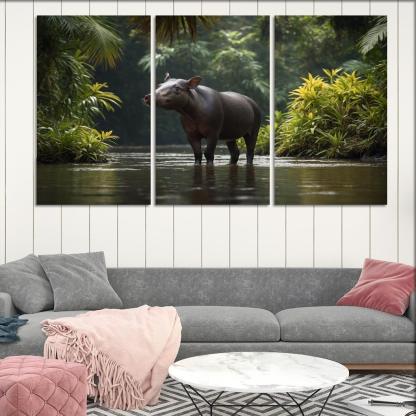 The Playful Baird's Tapir In The Rainforest Framed Paintings
