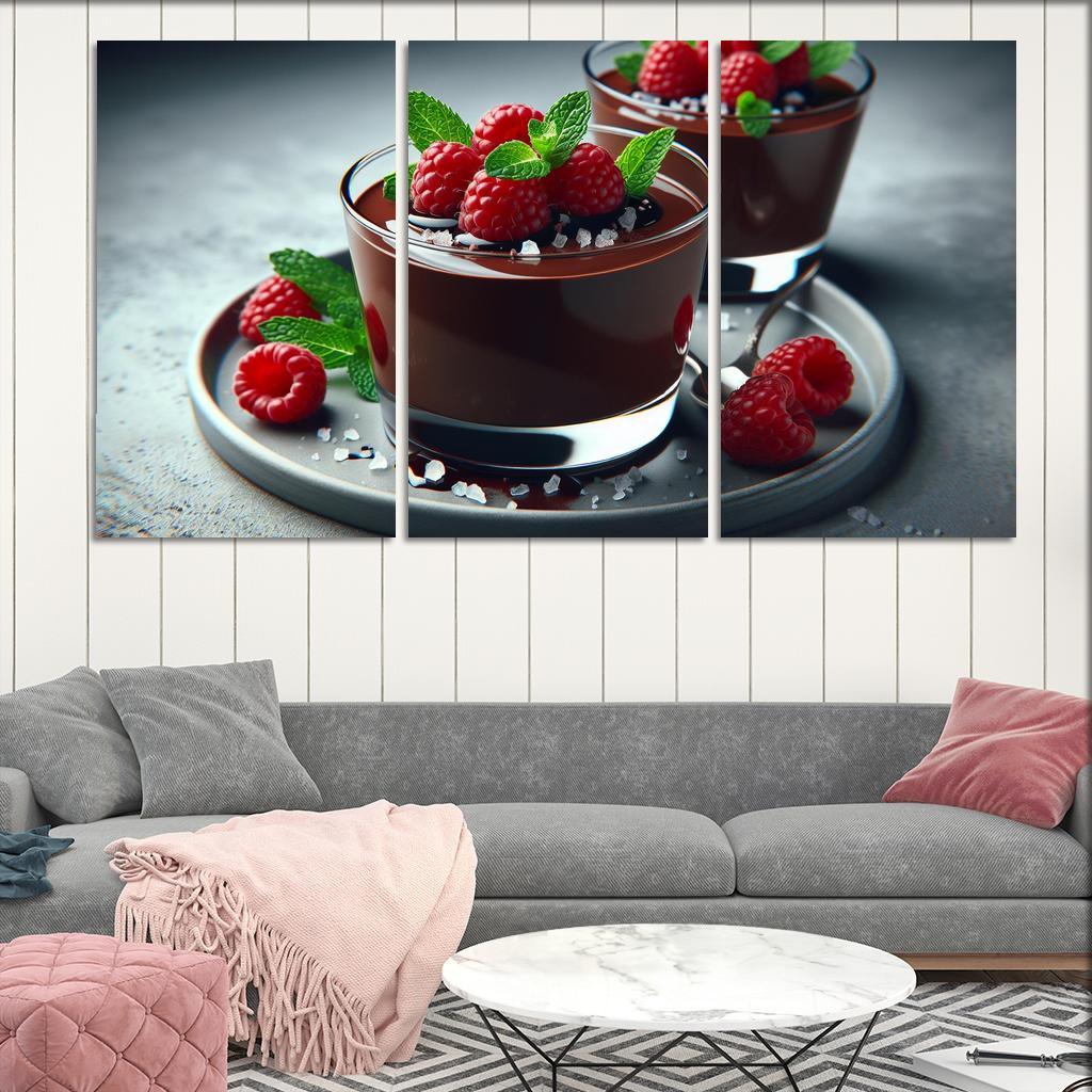 Chocolate Avocado Mousse 3 Piece HD Canvas Wall Art-Original Frame