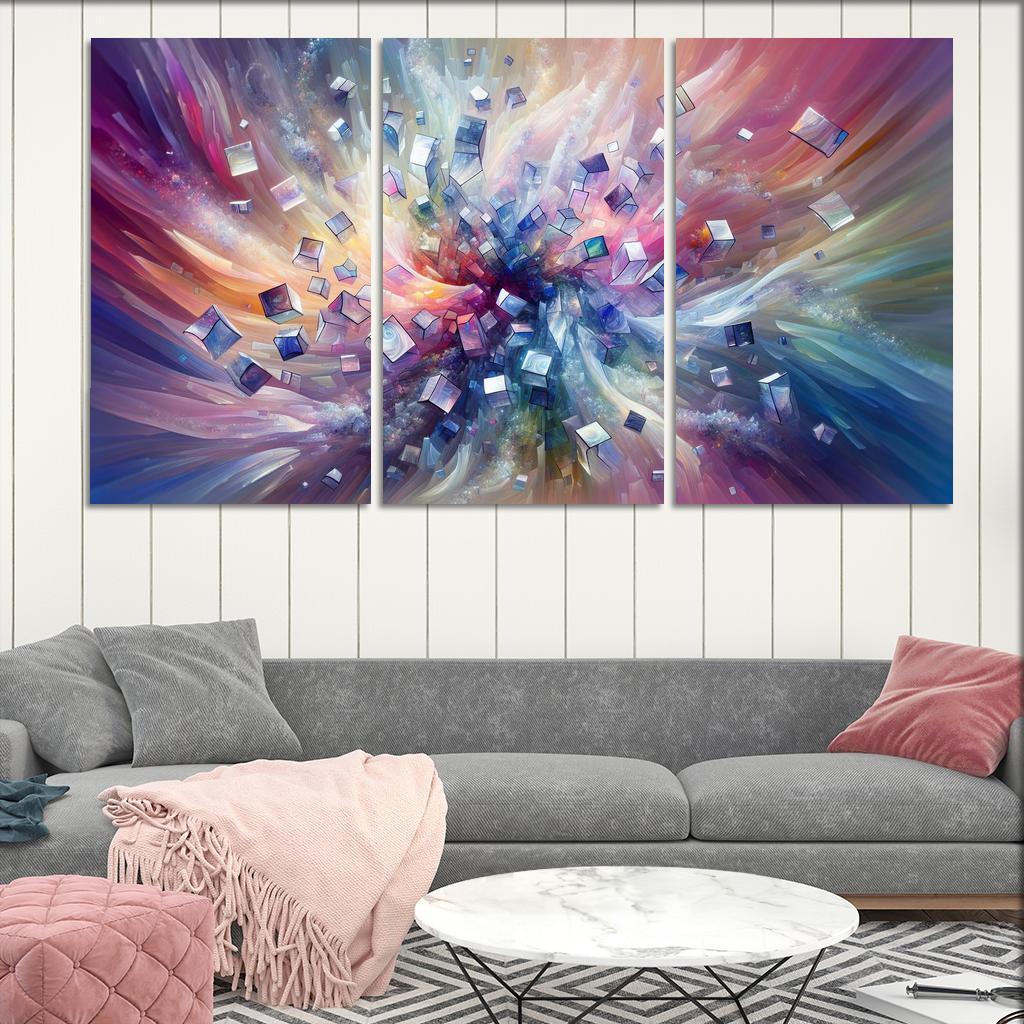 Fragments of Infinity 3 Piece HD Canvas Wall Art-Original Frame