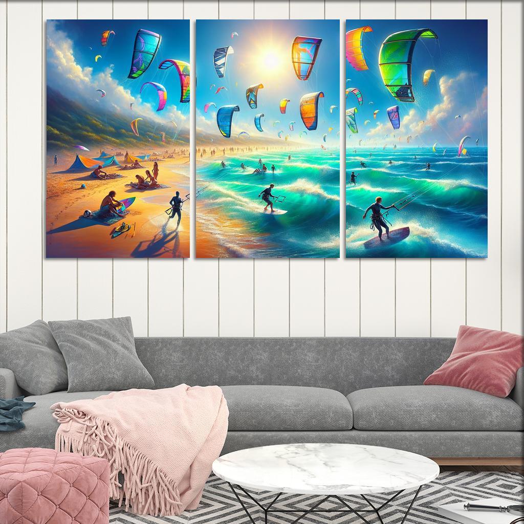 Whimsical Winds Kitesurfing Capital Abstract Paintings Frame