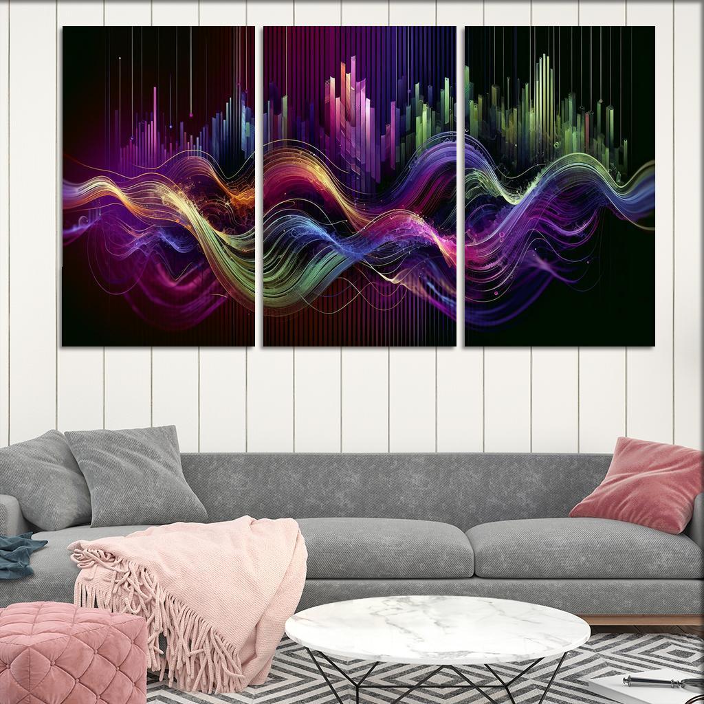 Musical Echoes Harmony 3 Piece HD Canvas Wall Art-Original Frame
