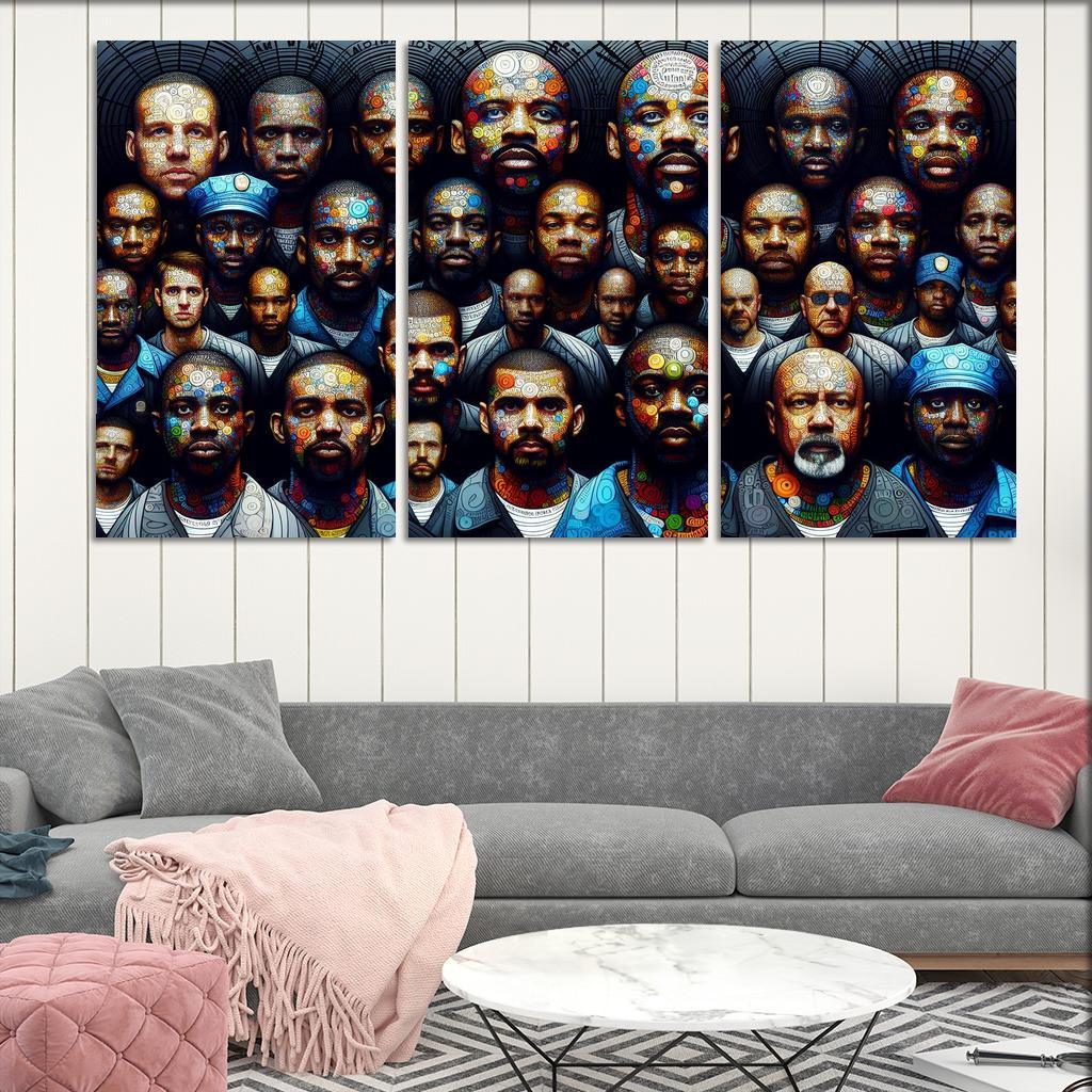 Echoes of Silence The Plight of the Incarcerated 3 Piece HD Canvas Wall Art-Original Frame