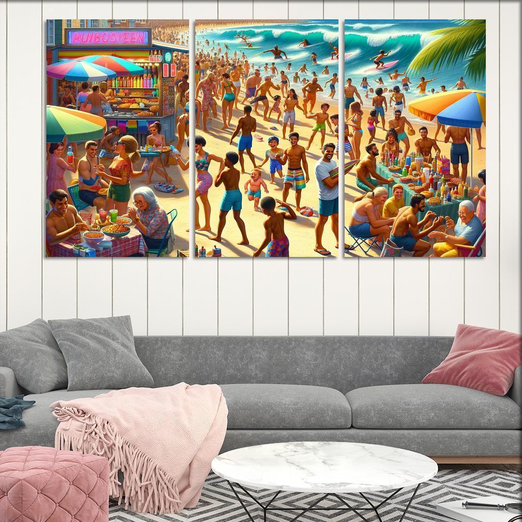 Sunshine Harbor Beach Modern Paintings Frame