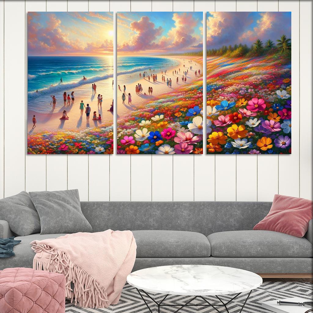 Wildflower Beach Natural Flora Haven Oil Paintings Frame