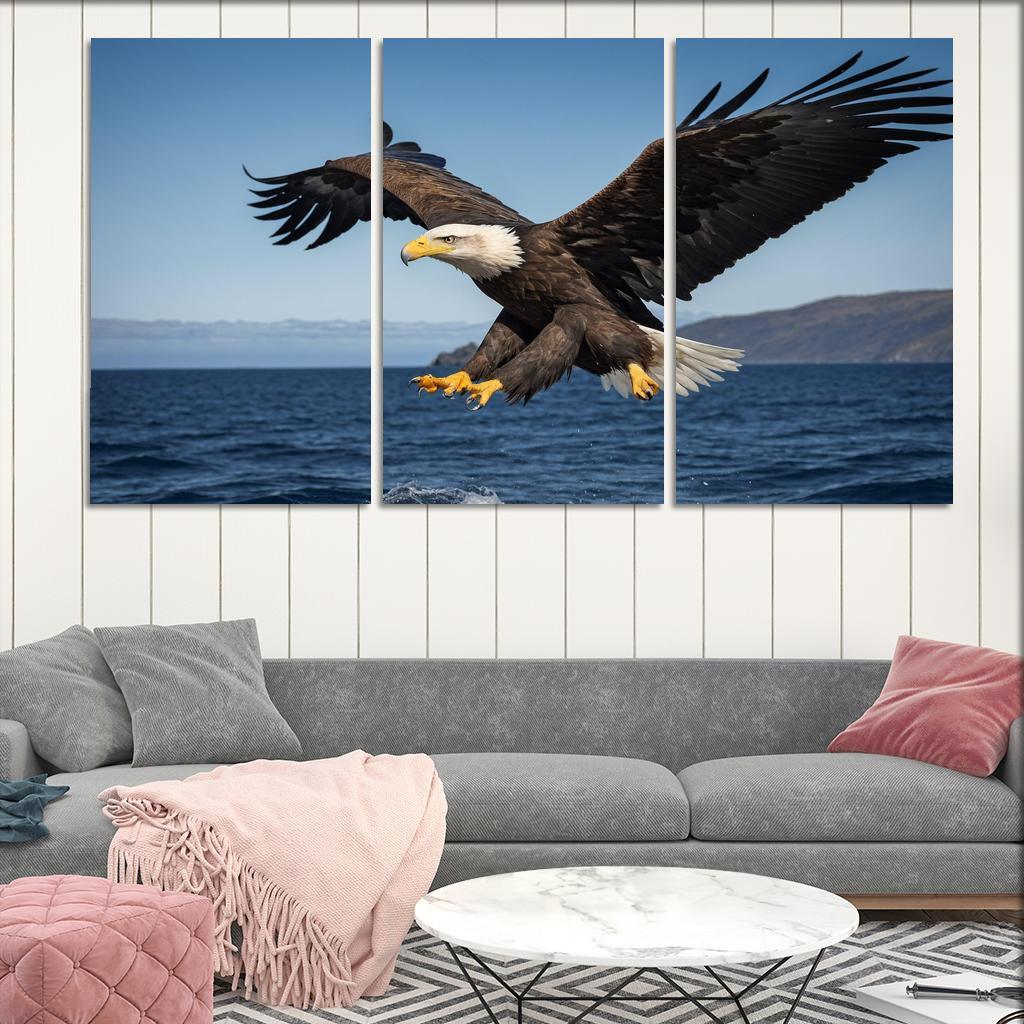 The Majestic Steller's Sea Eagle By The Sea Framed Paintings
