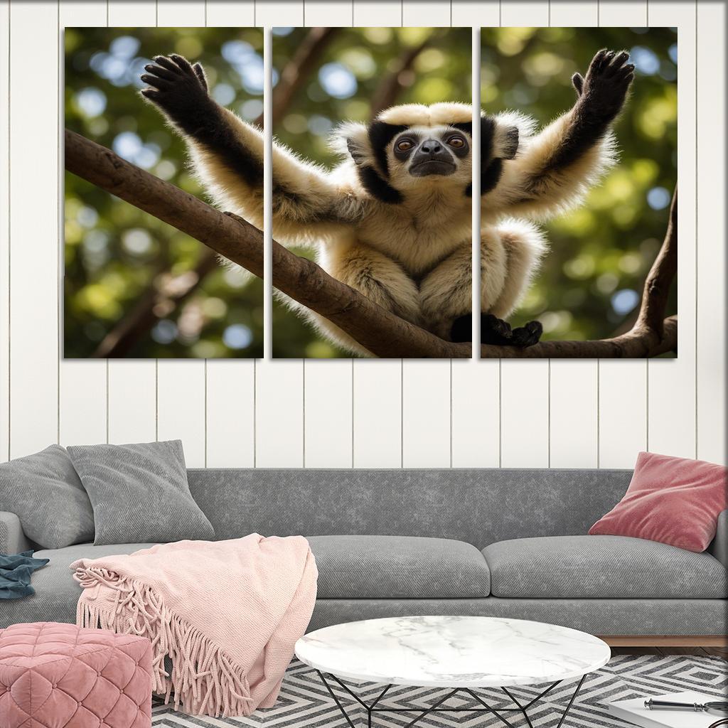 The Stunning Sifaka Jumping Lemur Of Madagascar Canvas Paintings Frame