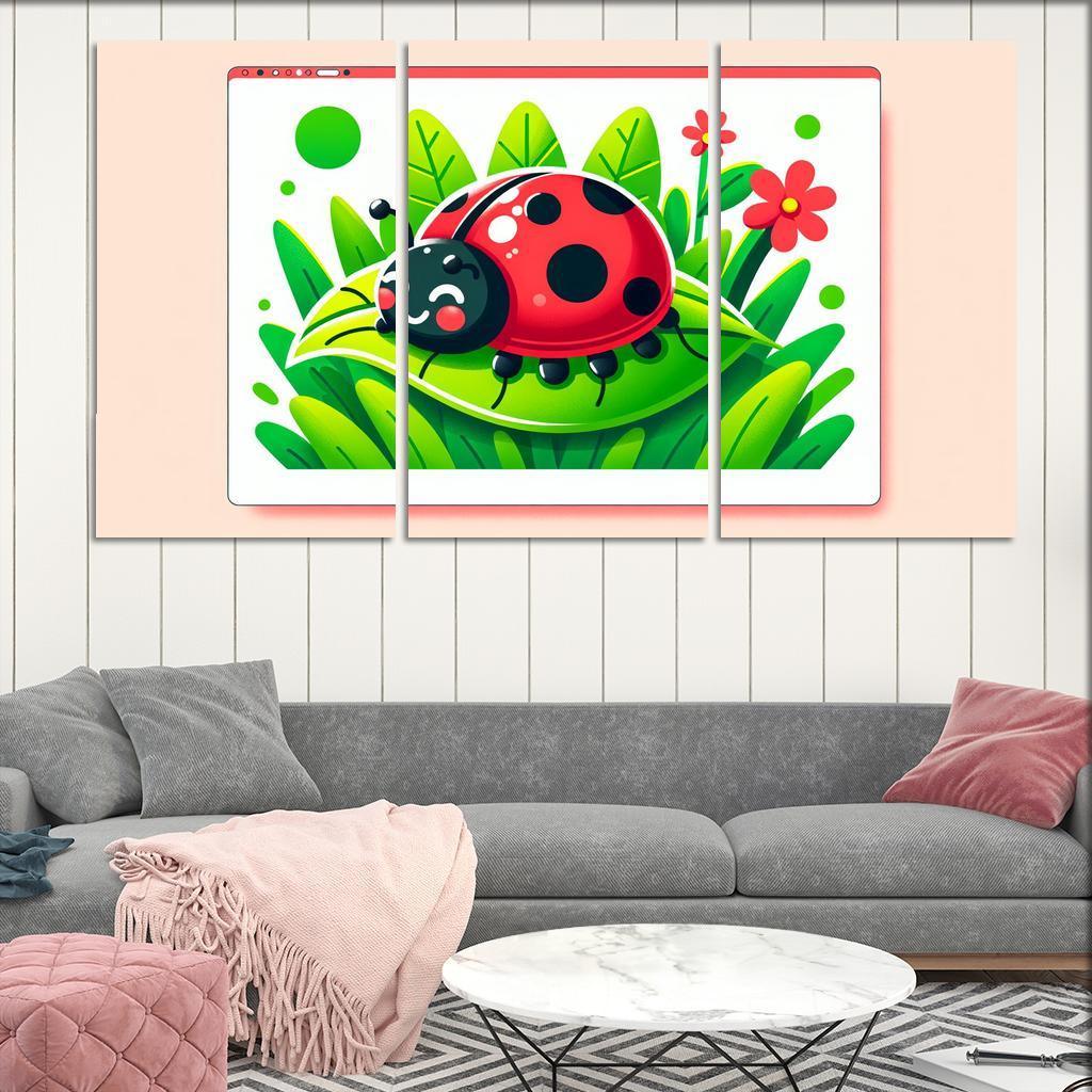 Lively Ladybug Modern Paintings Frame