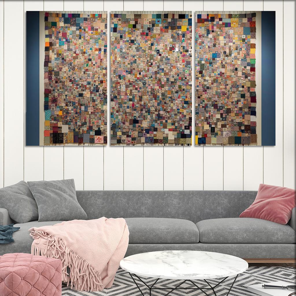 Human Threads The Fabric of Interconnectedness 3 Piece HD Canvas Wall Art-Original Frame