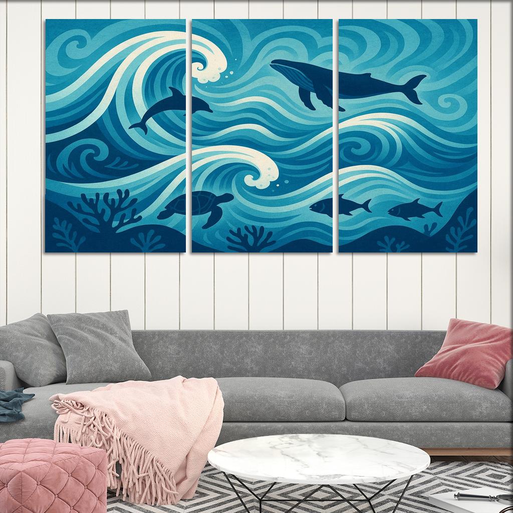Waves Of Change In Ocean Conservation Art Canvas Paintings Frame