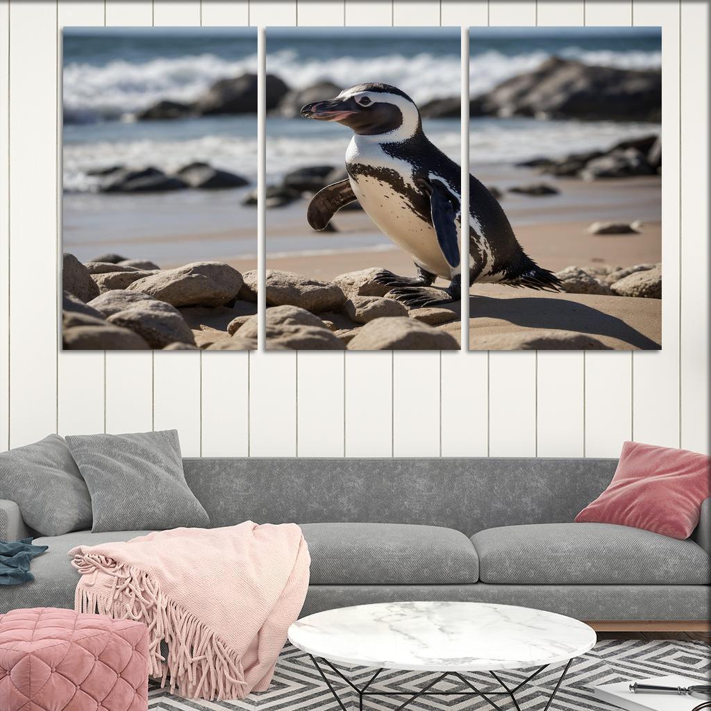 The Magnificent African Penguin The Black-footed Wonder Oil Paintings Frame