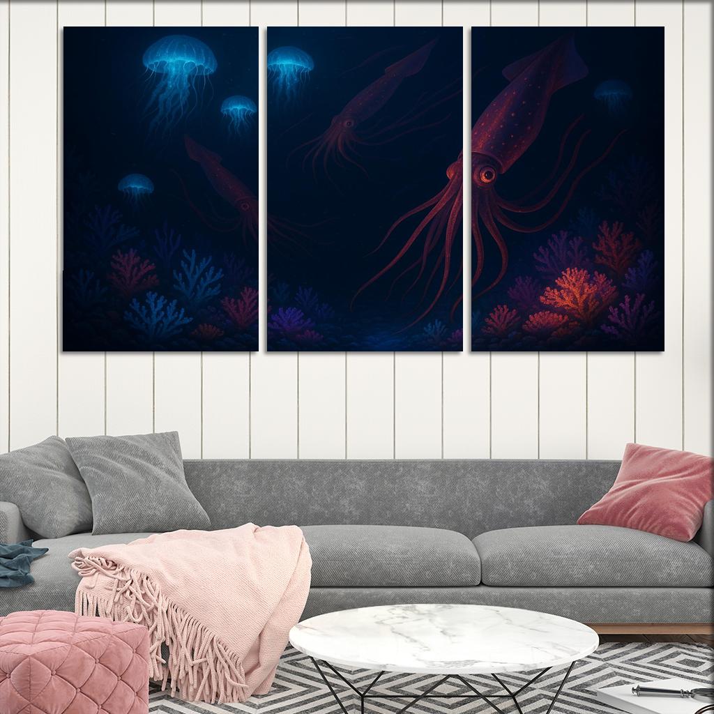 Underwater Wonders - Deep Sea Exploration Framed Paintings