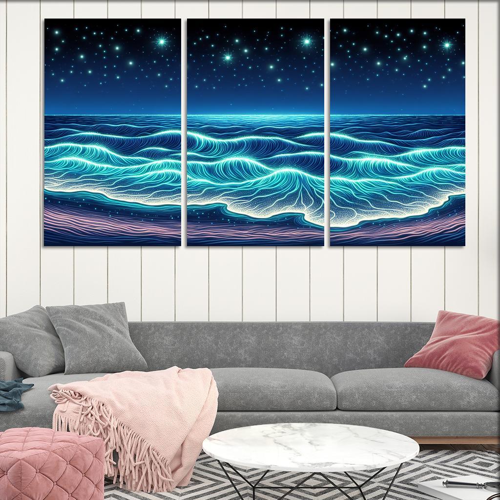 Glowing Waters Nighttime Enchantment Custom Paintings Frame