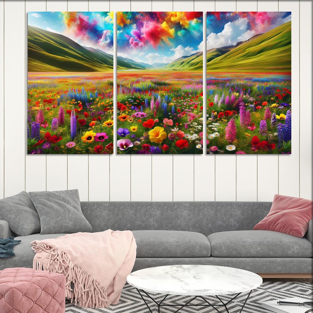 The Vibrant Blooms Of Rainbow Meadow Custom Paintings Frame