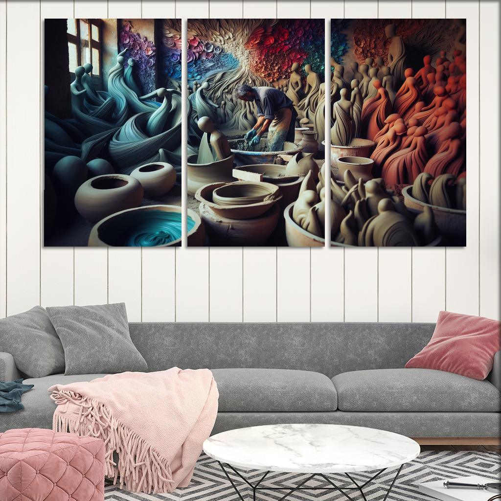 Sculpting Whispers of the Soul 3 Piece HD Canvas Wall Art-Original Frame