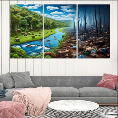 Nature's Cry Environmental Sustainability And Action Multi-panel Paintings