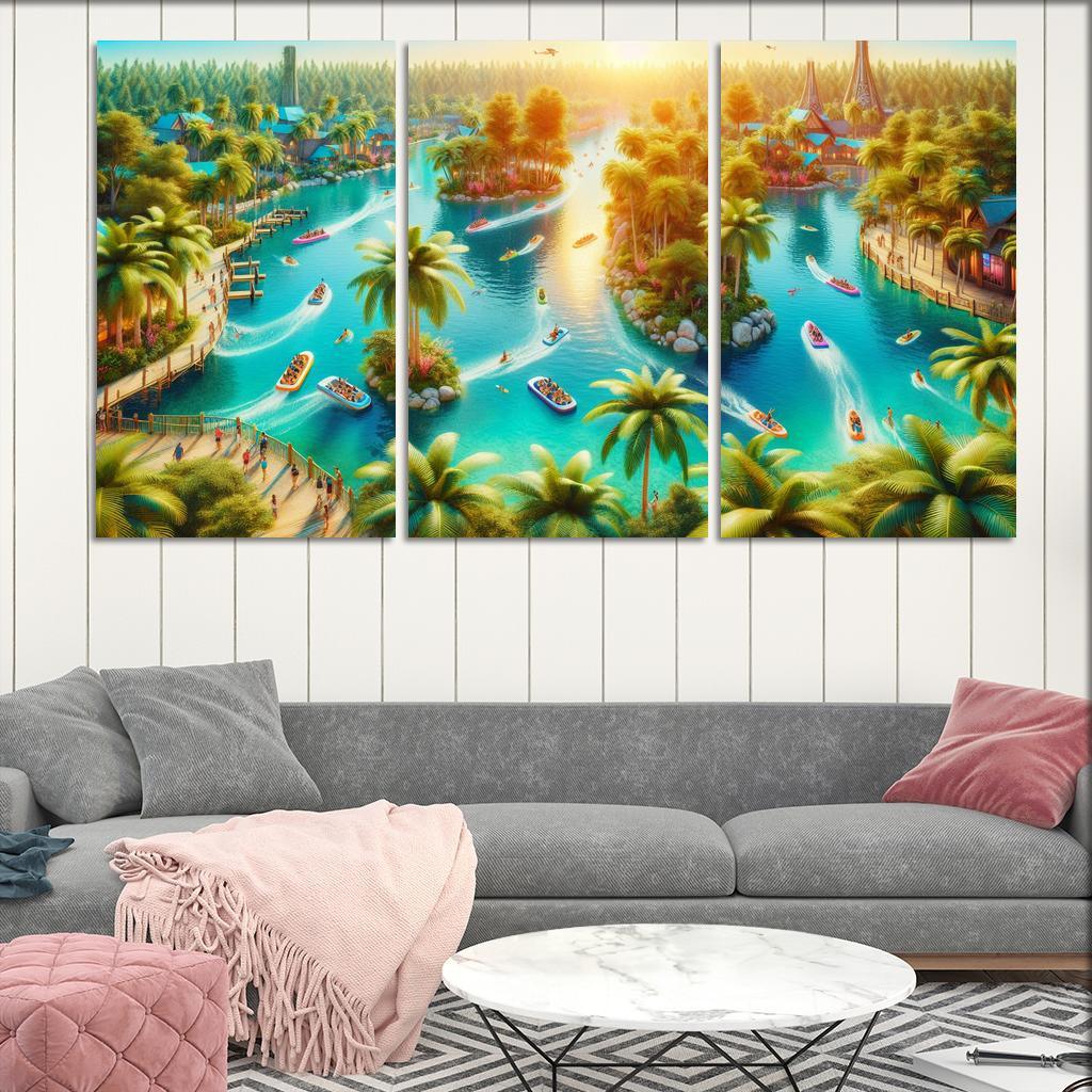 Adventure Lagoon Watersports Paradise Canvas Paintings Frame