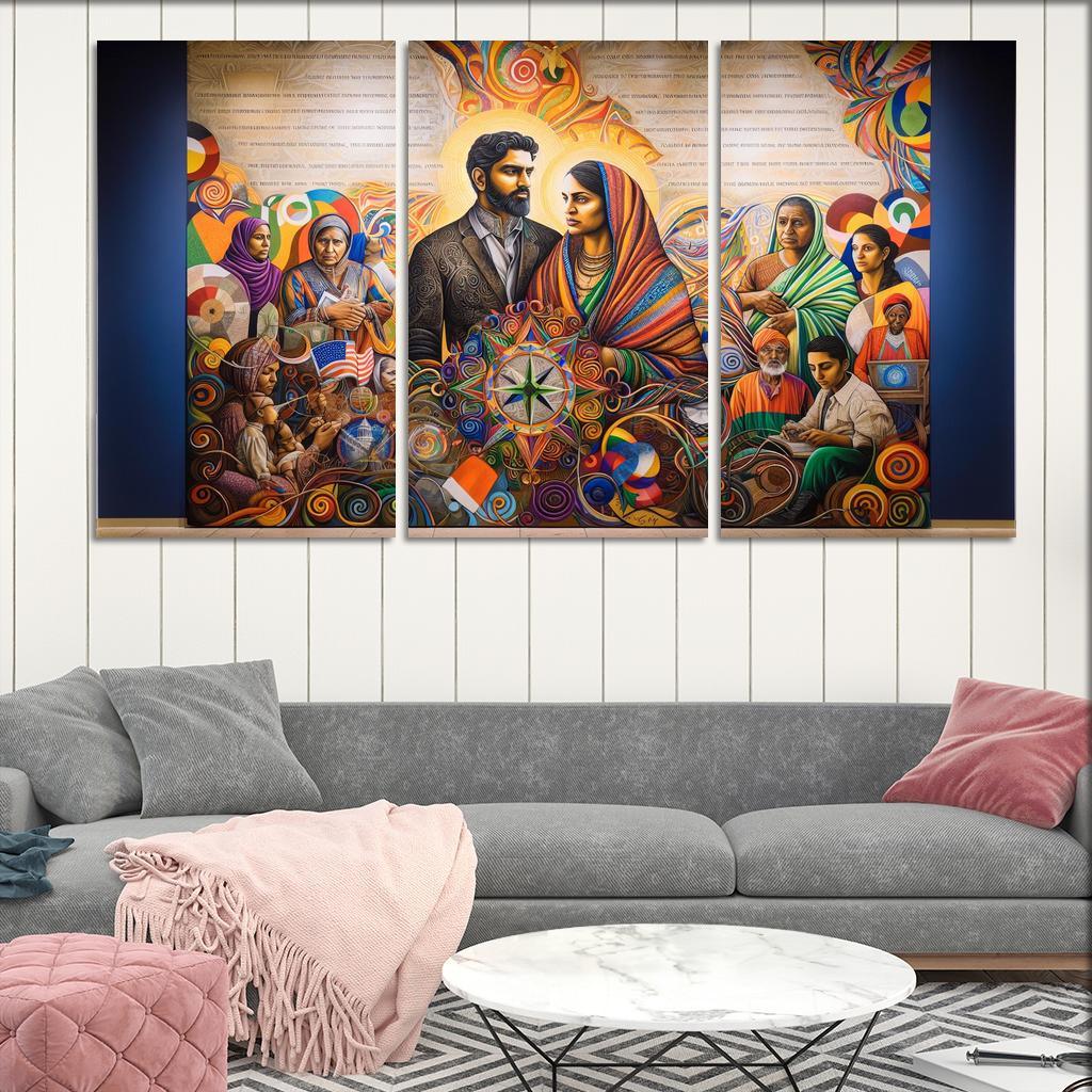 Breaking Boundaries The Journey Of Immigration Multi-panel Paintings