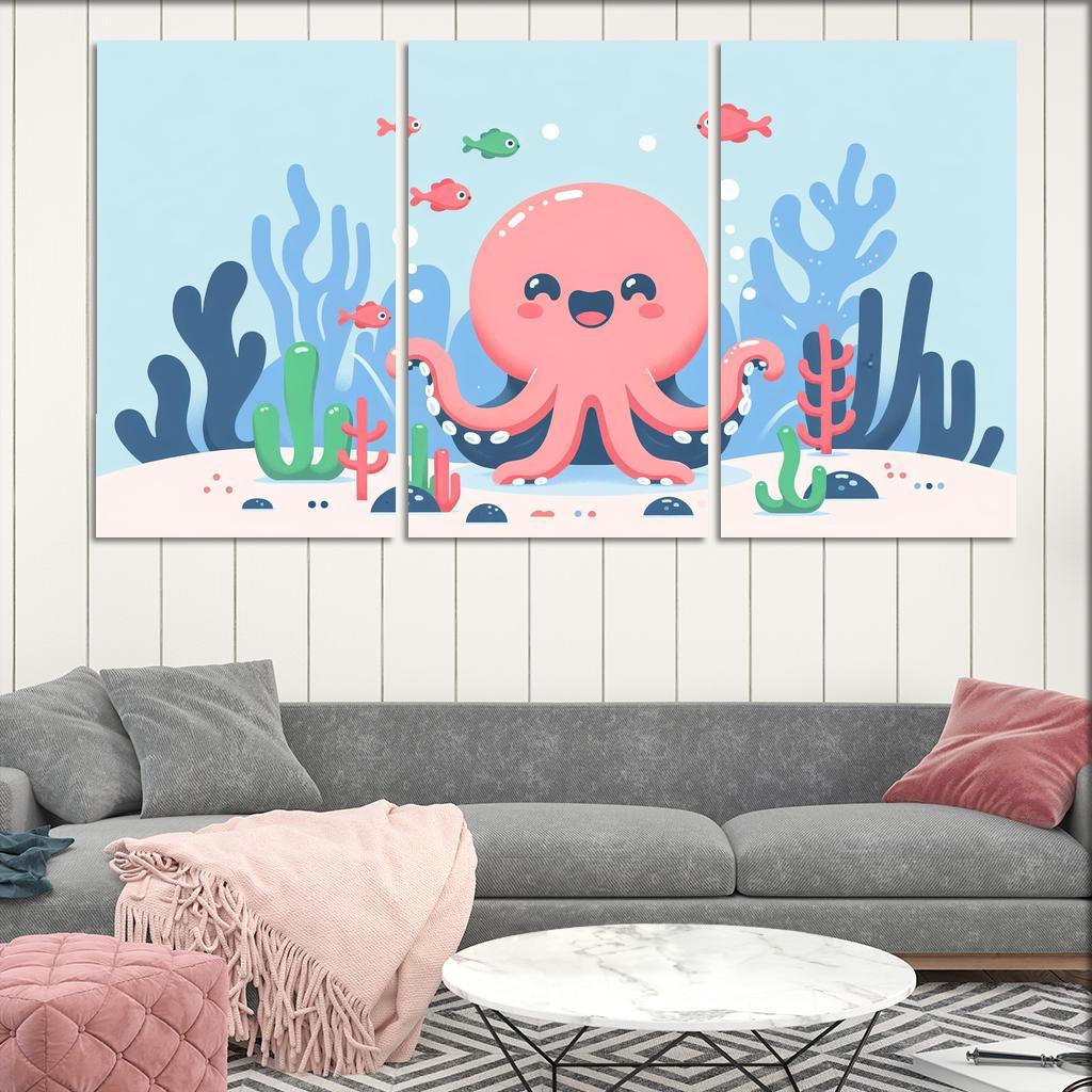 Adventurous Octopus Modern Paintings Frame