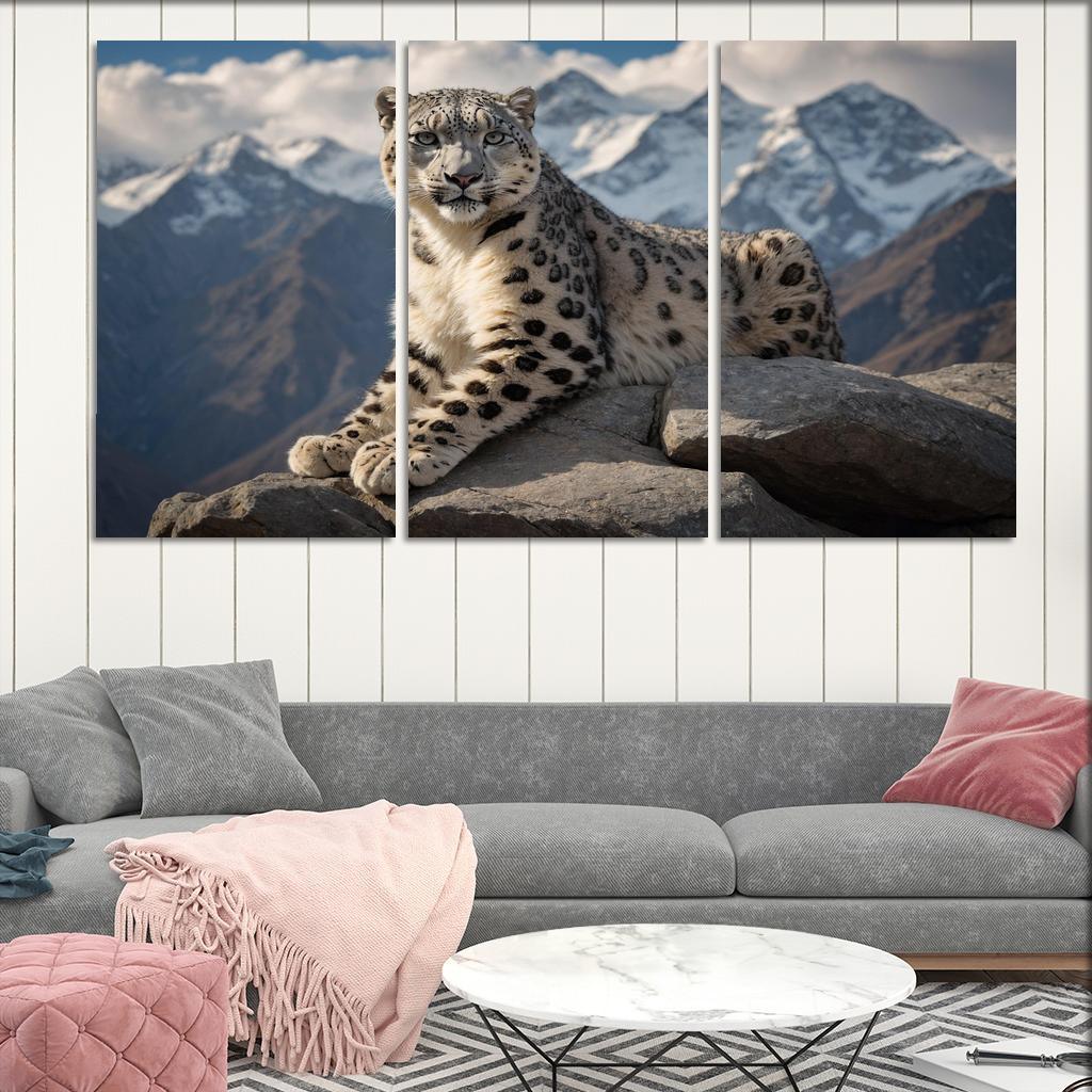 The Elusive Snow Leopard Ghost Of The Mountains Modern Paintings Frame