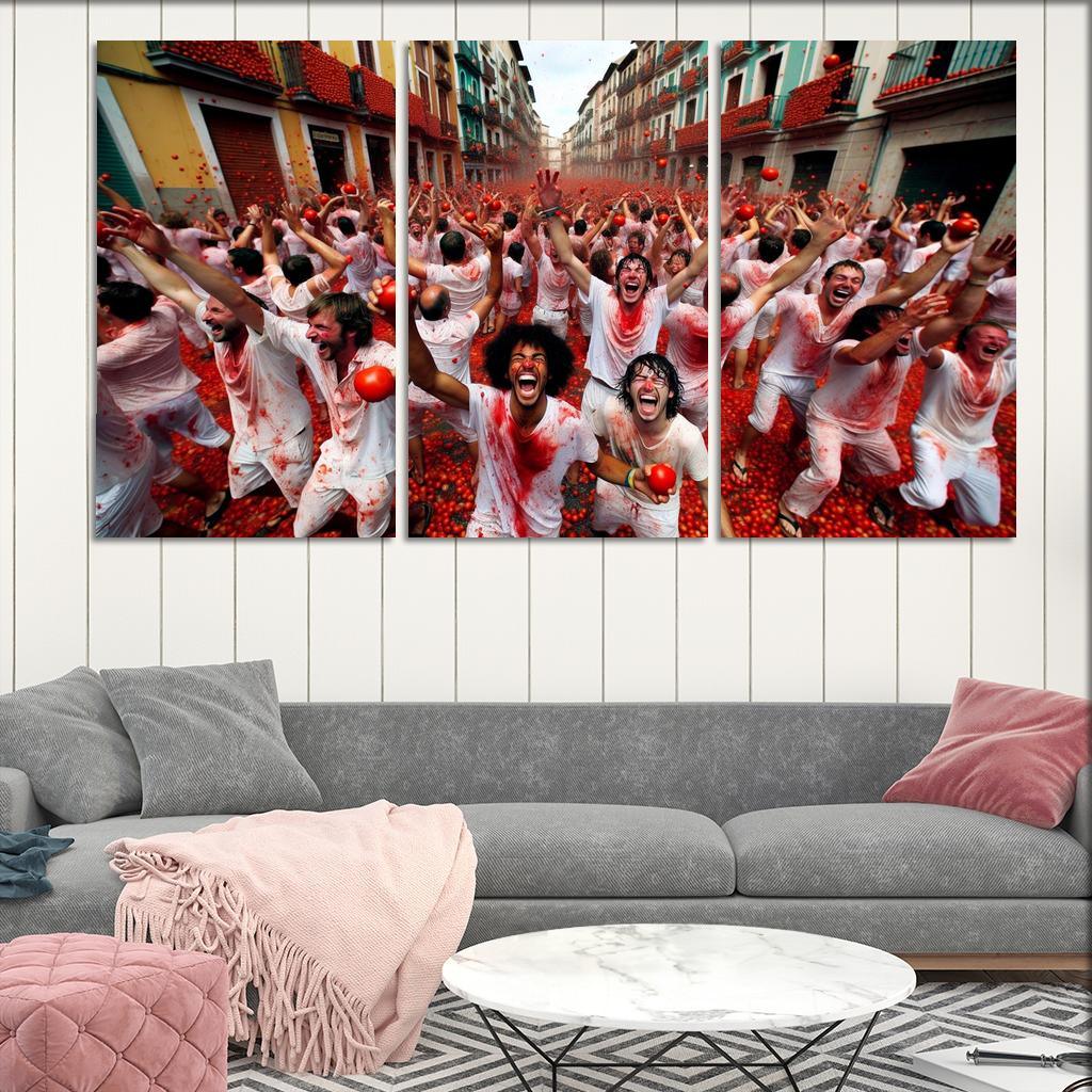 La Tomatina - Spain Modern Paintings Frame