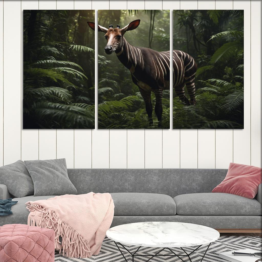 The Spectacular Okapi Forest Giraffe Canvas Paintings Frame