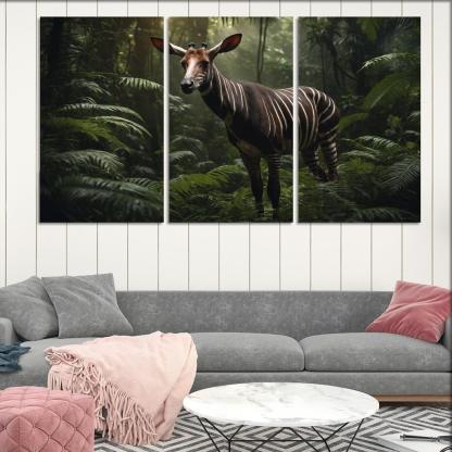 The Spectacular Okapi Forest Giraffe Canvas Paintings Frame