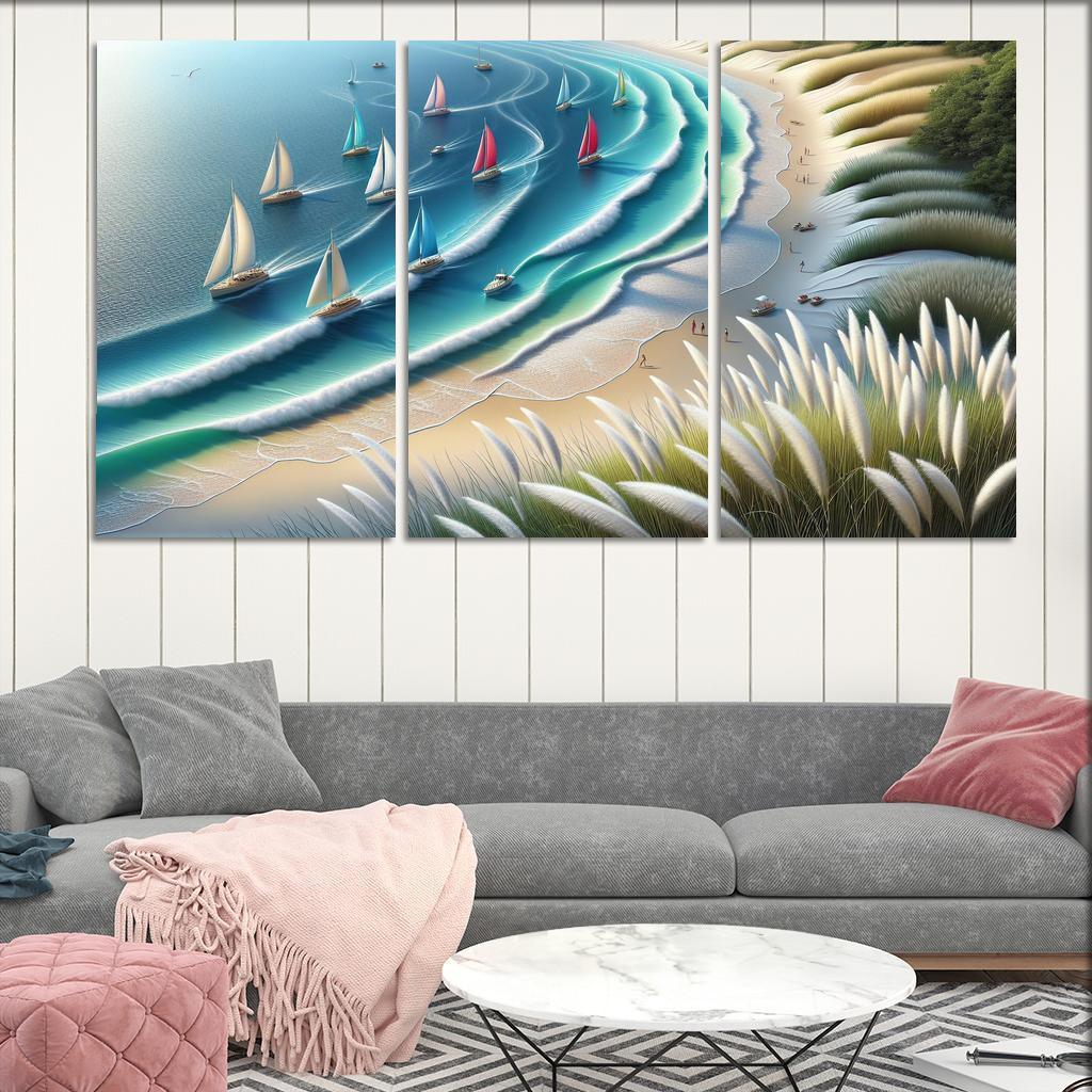 Nautical Breeze Beach Modern Paintings Frame