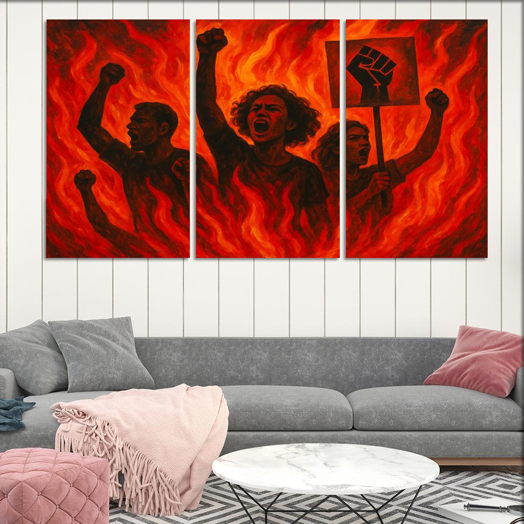 Embers Of Justice In Social Movement Murals Canvas Paintings Frame