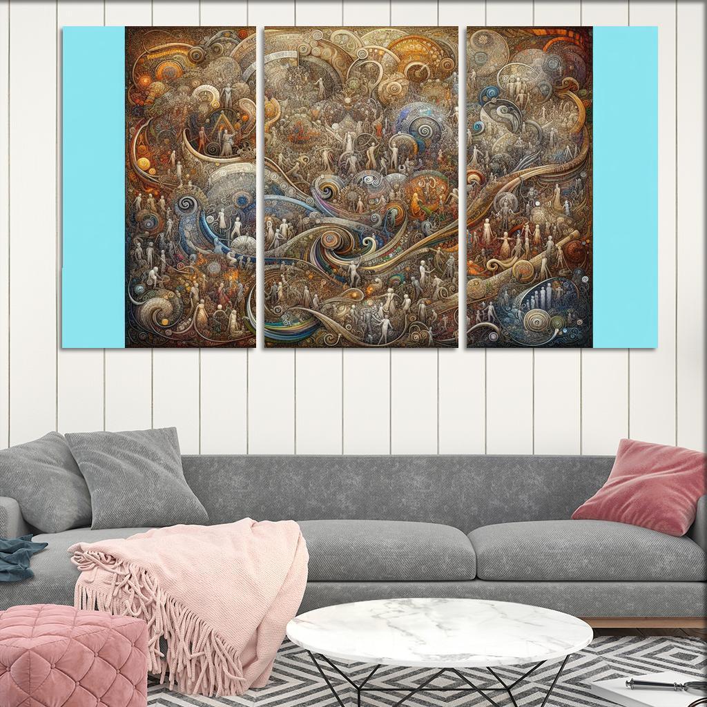 Interwoven Stories of Existence 3 Piece HD Canvas Wall Art-Original Frame