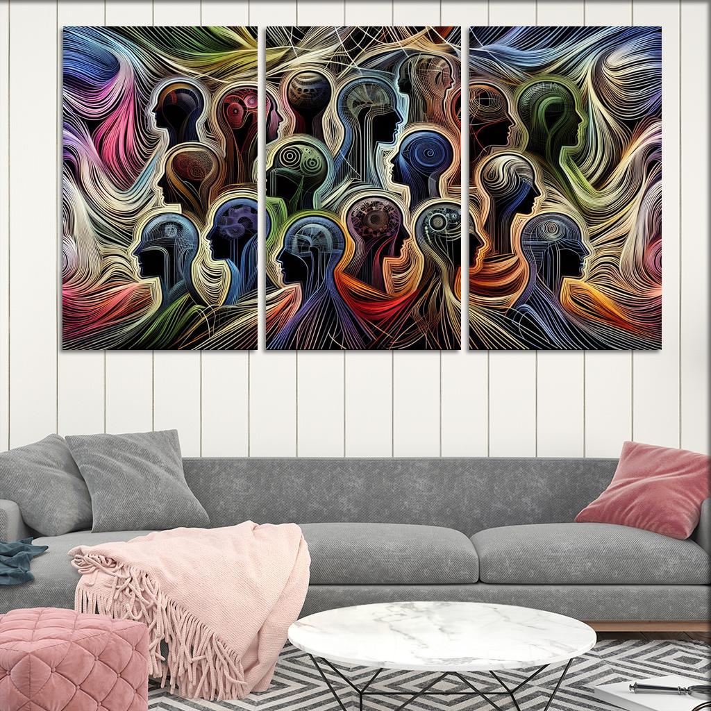 Threads of Resilience Art on Mental Health Awareness 3 Piece HD Canvas Wall Art-Original Frame
