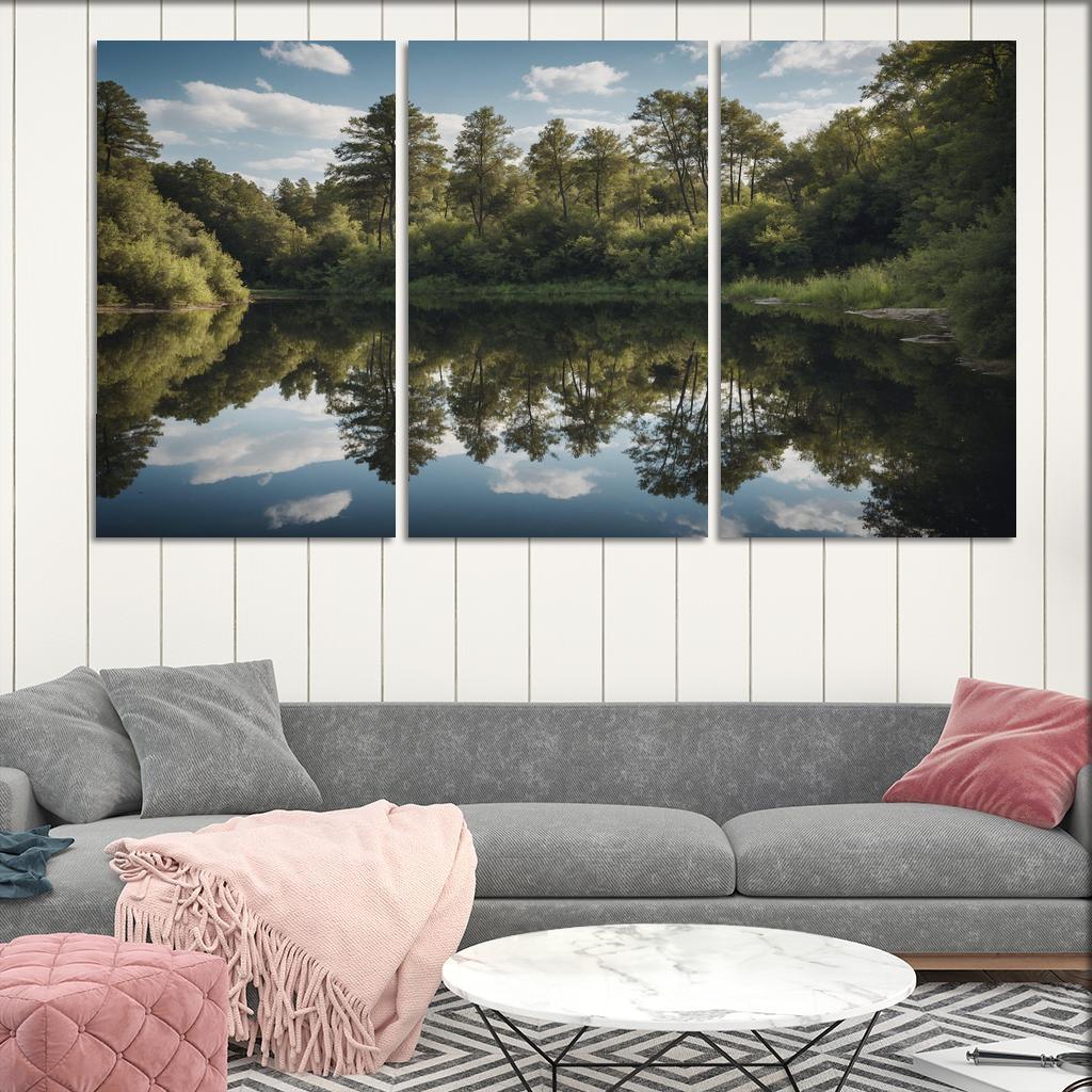 The Tranquil Reflection Of Jade Lake Modern Paintings Frame