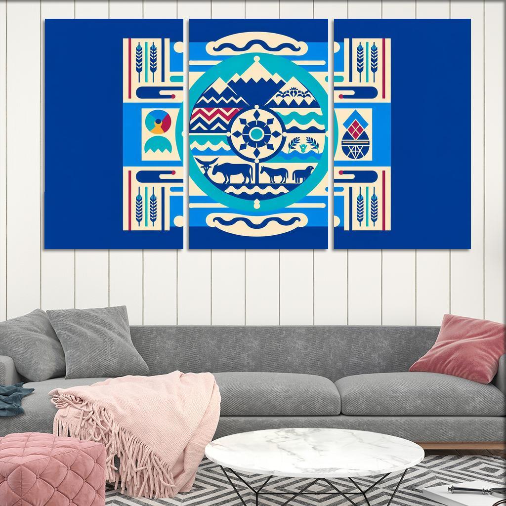 Cultural Resonance The Flag of the Navajo Nation 3 Piece HD Canvas Wall Art-Original Frame