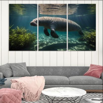The Mysterious Manatee Gentle Giant Of The Waters Modern Paintings Frame