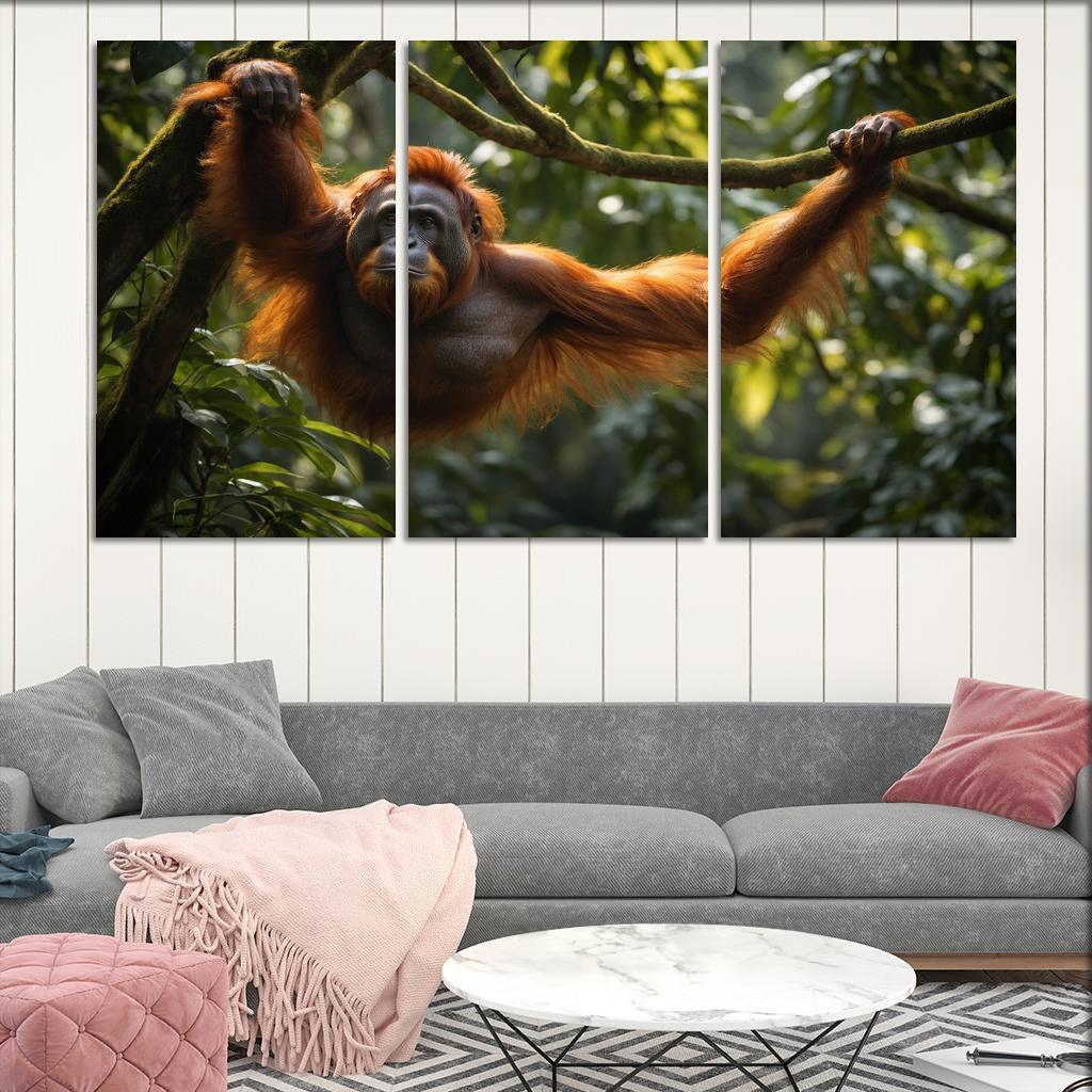 The Striking Bornean Orangutan The Gentle Giant Of The Jungle Modern Paintings Frame