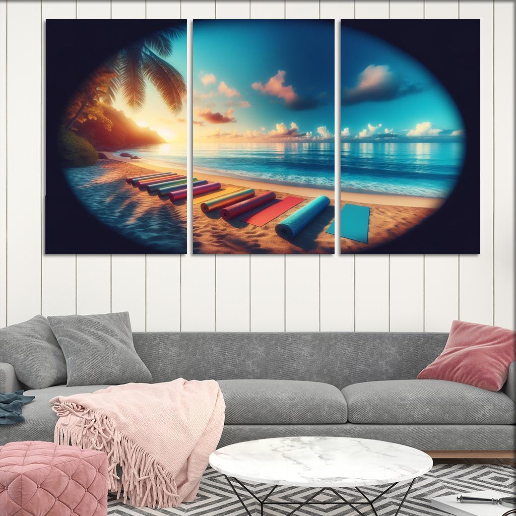 Tranquil Tides A Yoga Retreat Beach Custom Paintings Frame