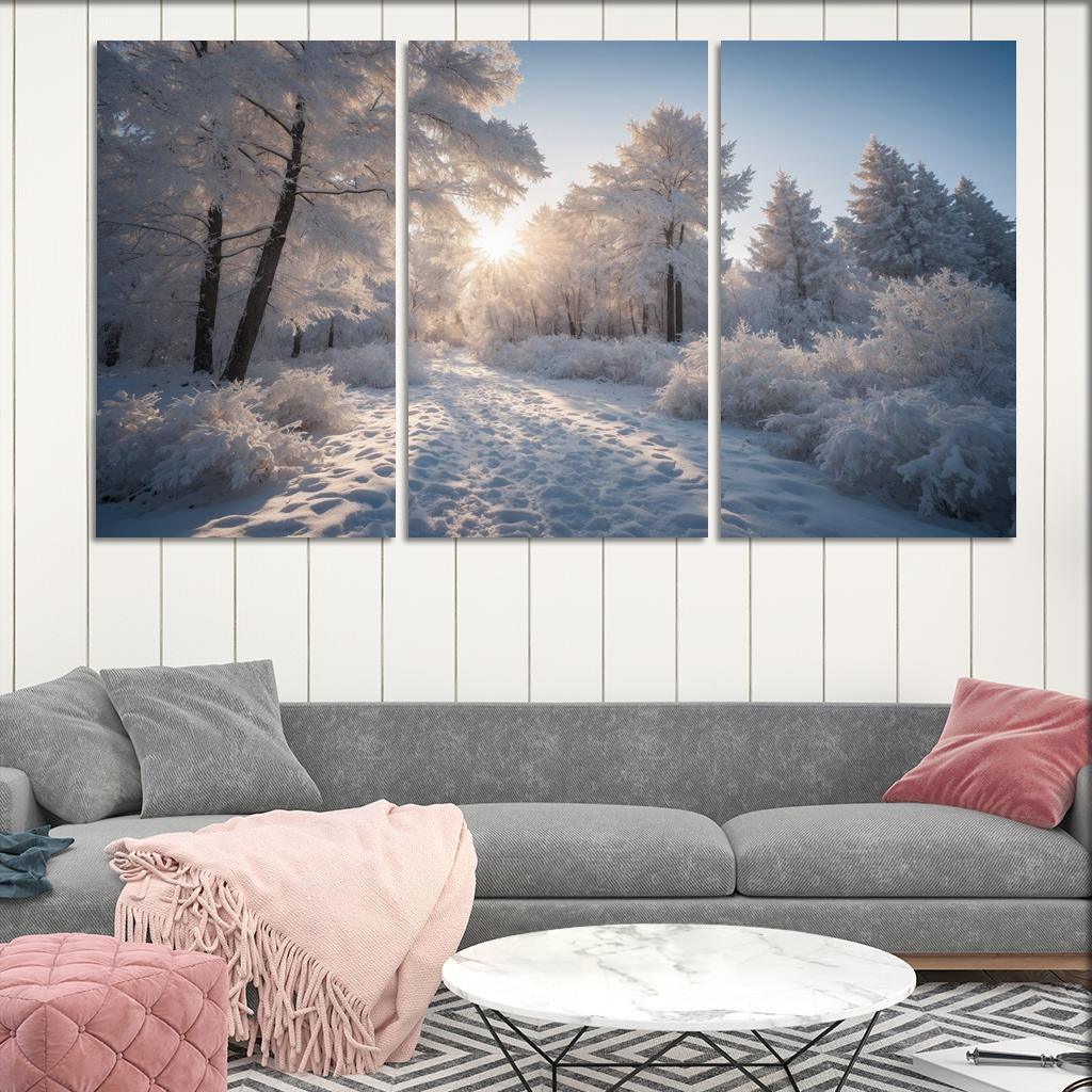 The Radiance Of Snowy Winter Landscapes Oil Paintings Frame