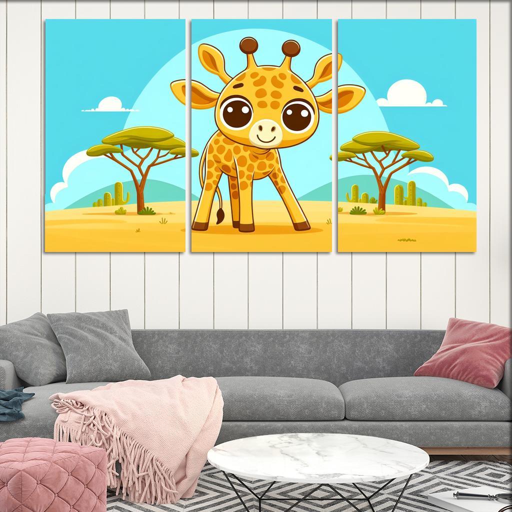 Friendly Giraffe Modern Paintings Frame