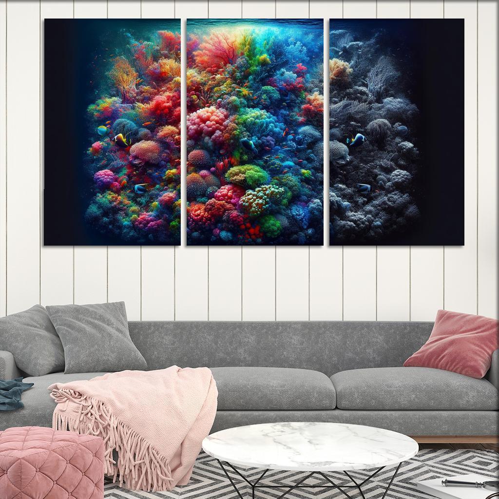 Beneath The Surface Ocean Conservation Awareness Multi-panel Paintings