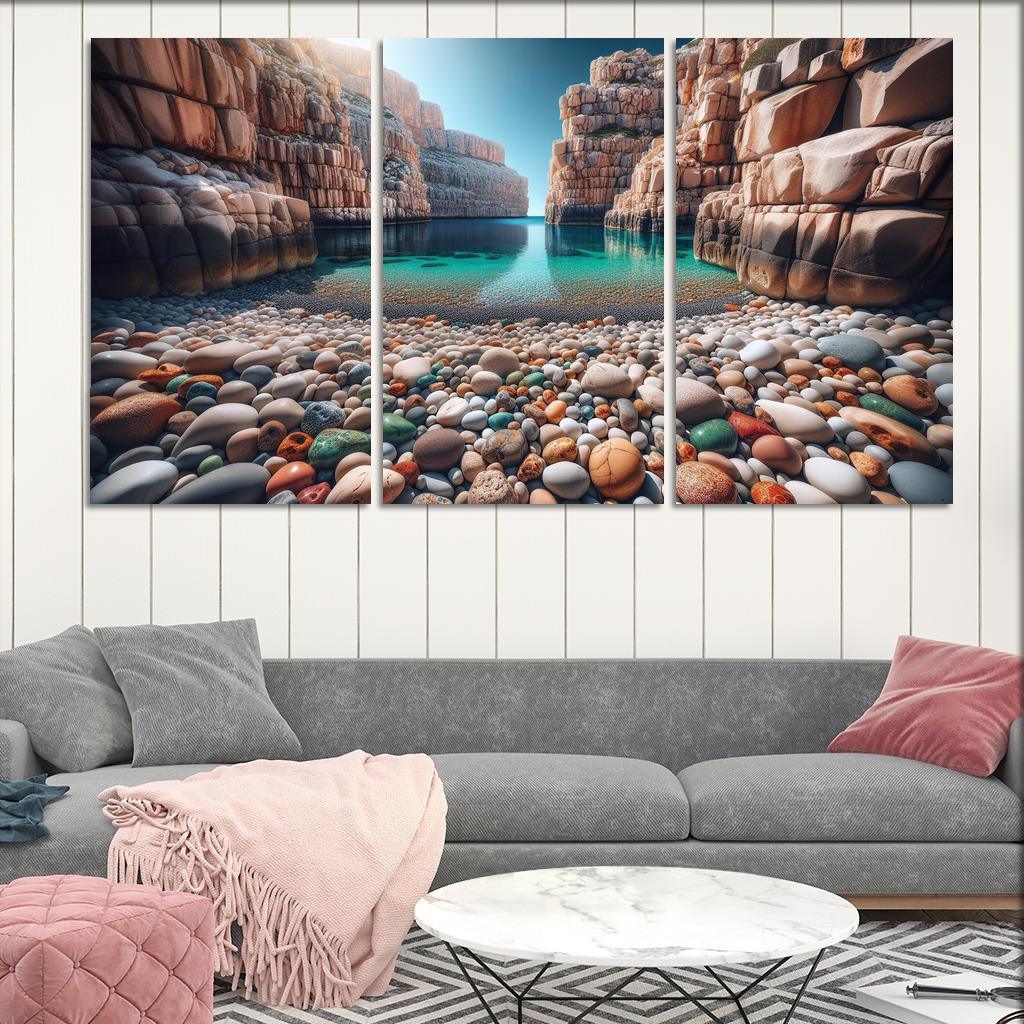 Pebble Beach Cove Unique Geological Marvel Custom Paintings Frame