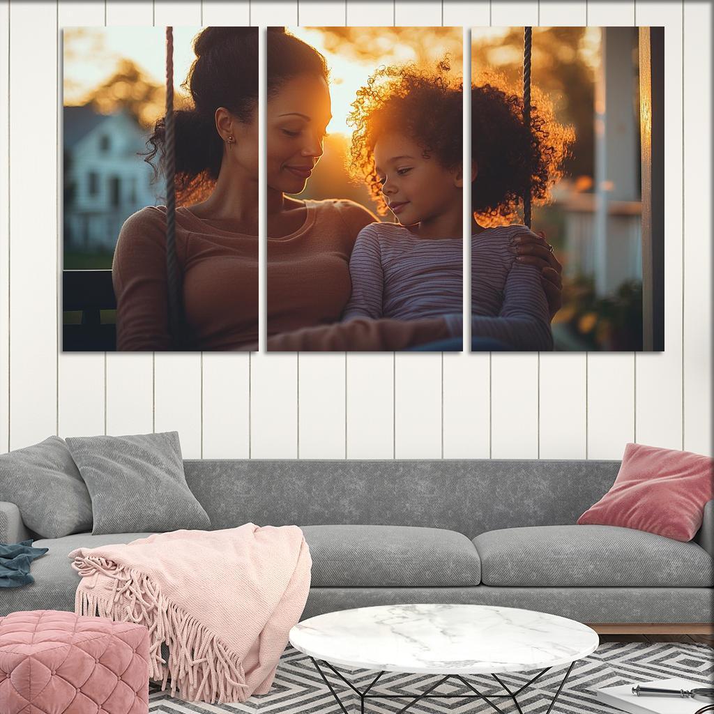Whispers Of Love A Mother's Soft Guidance Canvas Paintings Frame