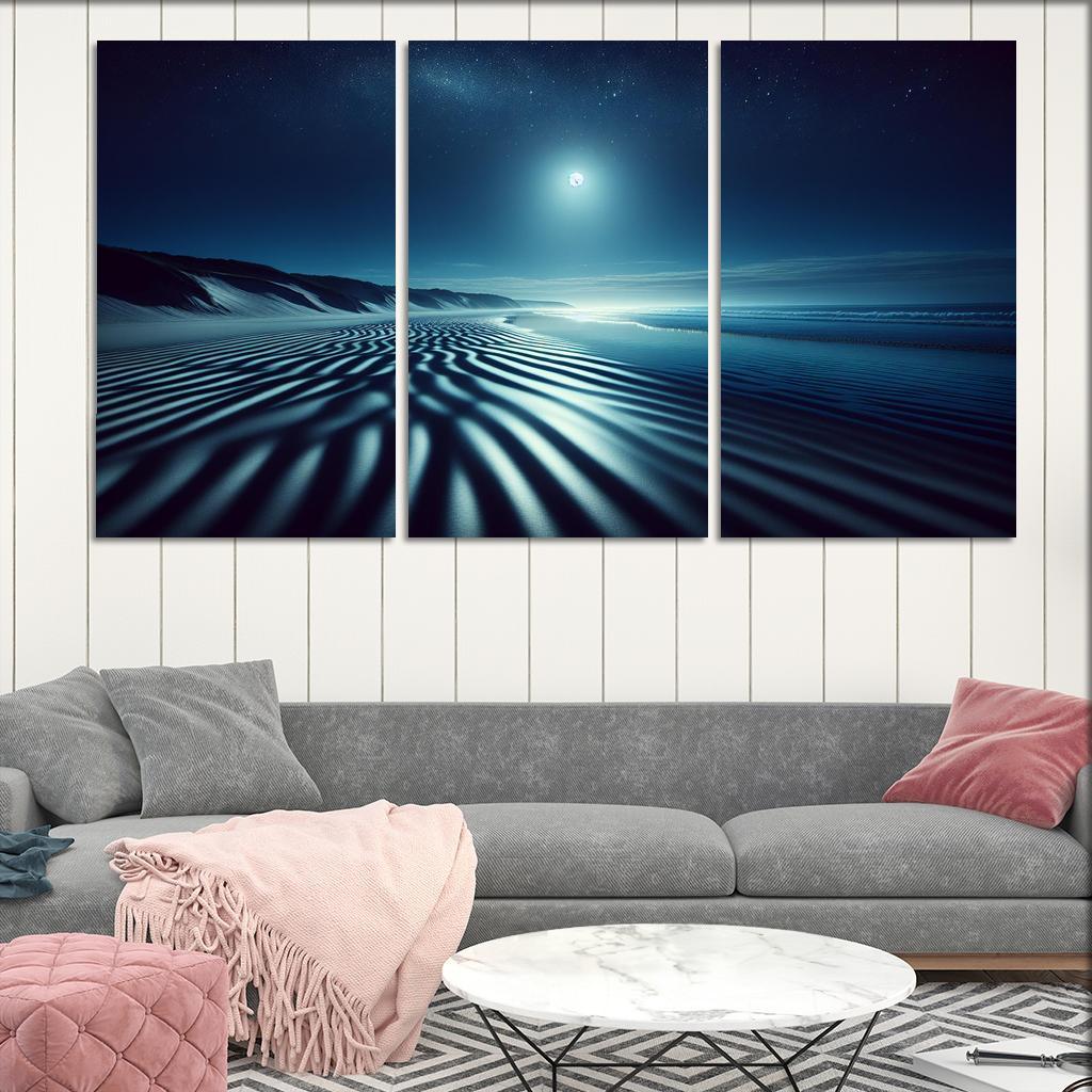 Moonlight Beach Nighttime Serenity Custom Paintings Frame