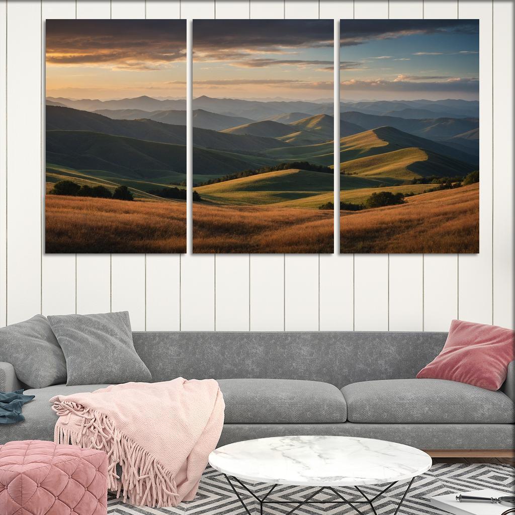 The Splendor Of Distant Mountain Ranges Oil Paintings Frame