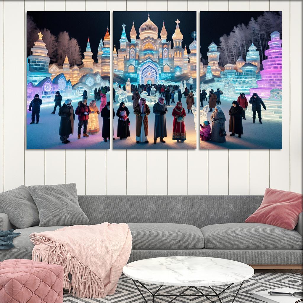 Harbin Ice And Snow Festival Canvas Paintings Frame
