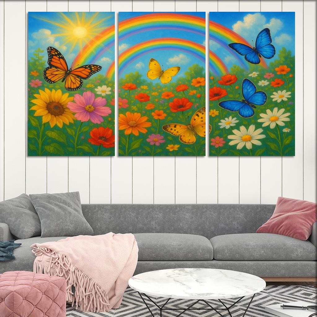 Rainbow Garden - Magical Nature Scene Framed Paintings
